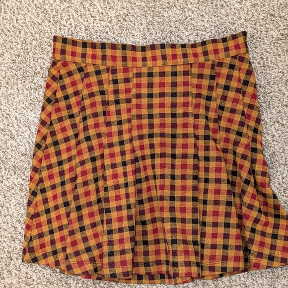 🆕 Free People Honey Plaid High‎ Rise Heavy Fabric Skirt. Size 6 - Picture 1 of 4